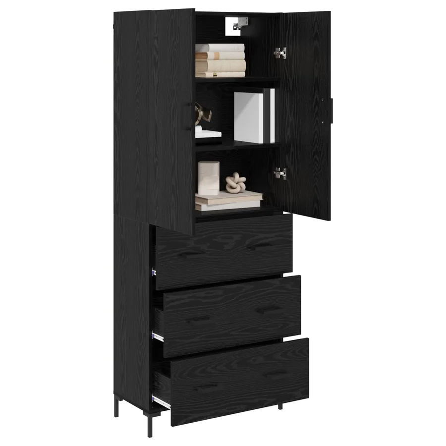 Haut Armoire Chêne noir 69,5 x 34 x 180 cm Bois d'ingénierie - 3