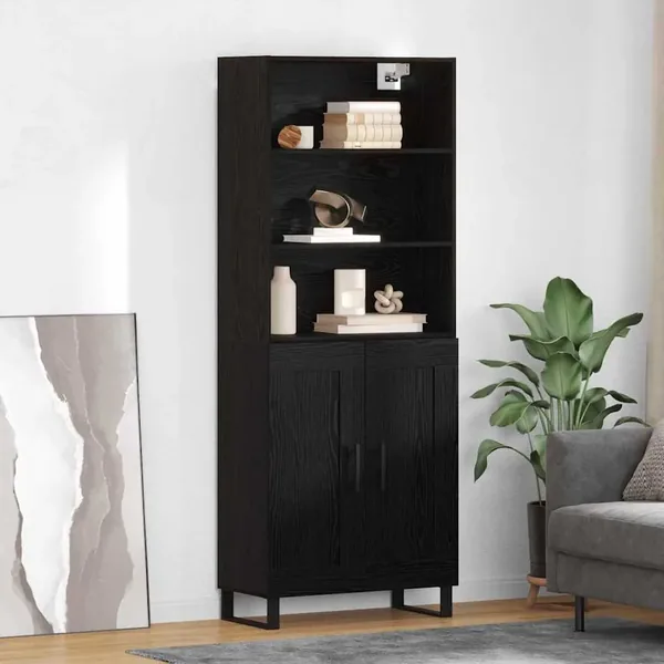 Haut Armoire avec tiroir 2 pcs Chêne noir Bois d'ingénierie