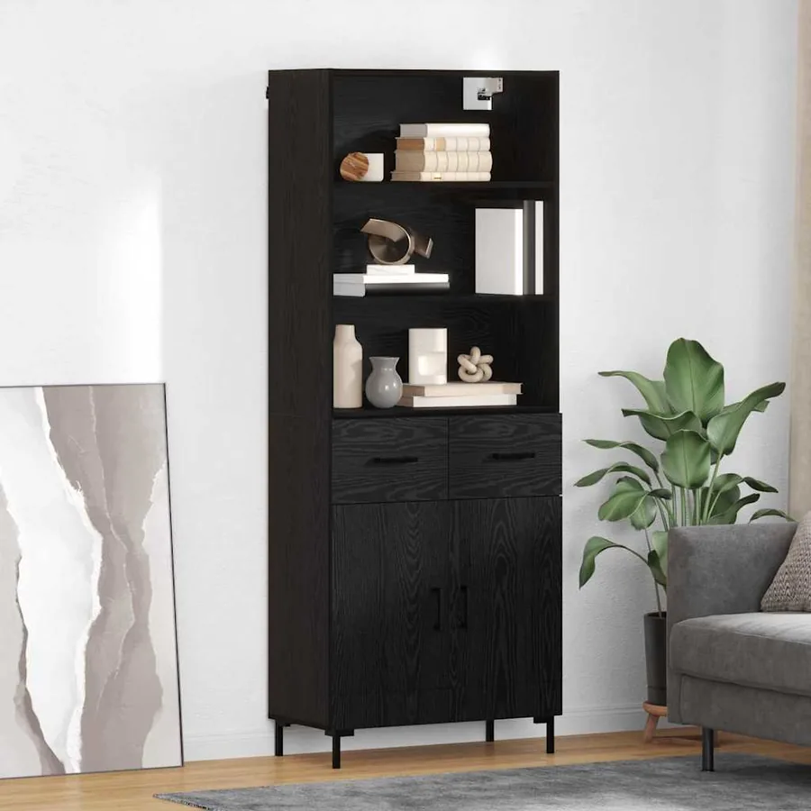 Haut Armoire Chêne noir 69,5 x 34 x 180 cm Bois d'ingénierie