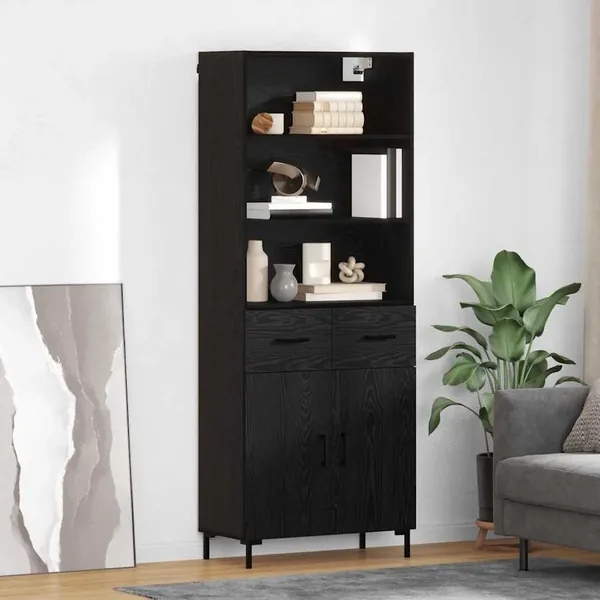 Haut Armoire Chêne noir 69,5 x 34 x 180 cm Bois d'ingénierie