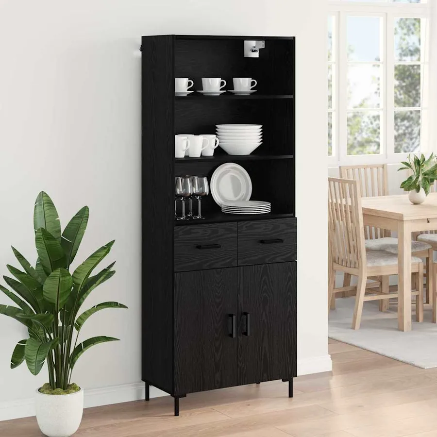 Haut Armoire Chêne noir 69,5 x 34 x 180 cm Bois d'ingénierie - 4