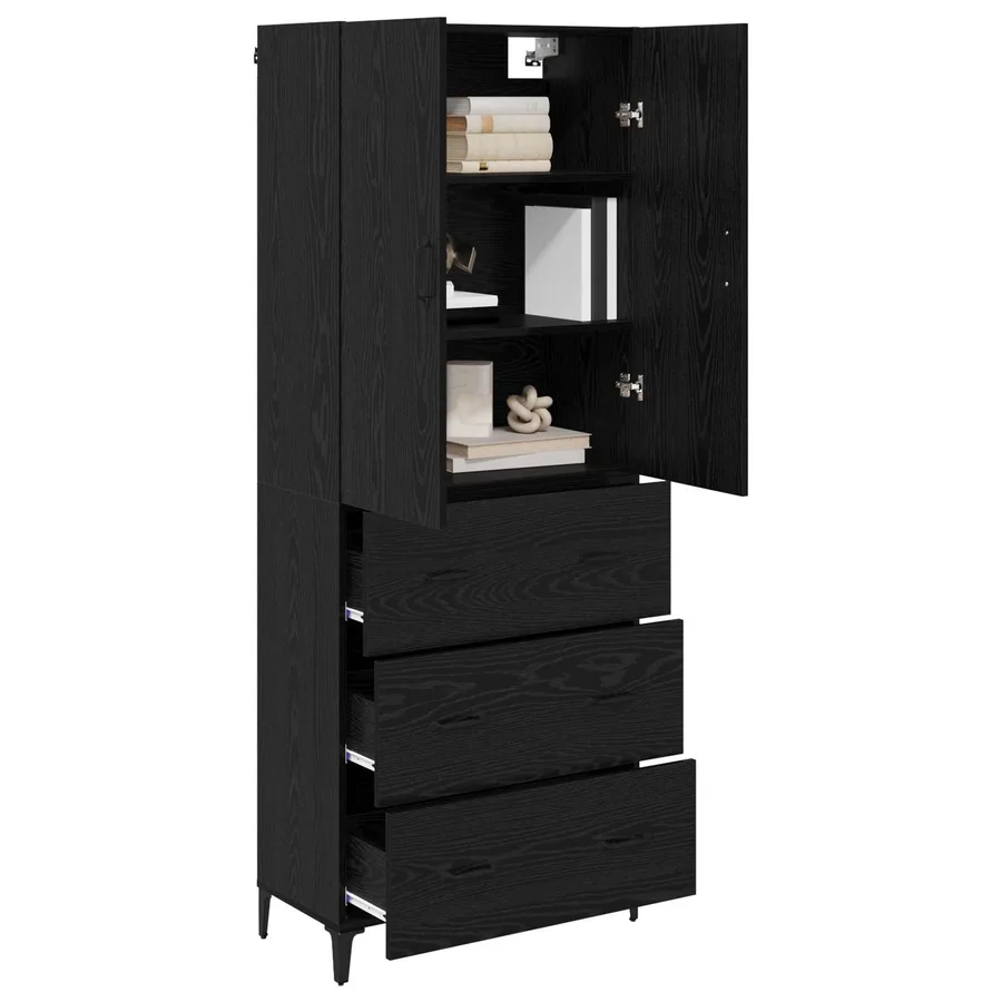 Haut Armoire Chêne noir 69,5 x 34 x 180 cm Bois d'ingénierie - 3