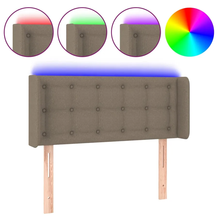 Tête de lit à LED Taupe 93x16x78/88 cm Tissu - 2