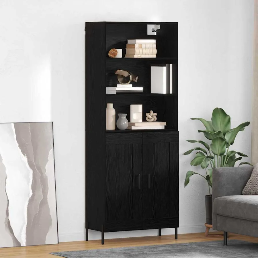Haut Armoire Chêne noir 69,5 x 34 x 180 cm Bois d'ingénierie