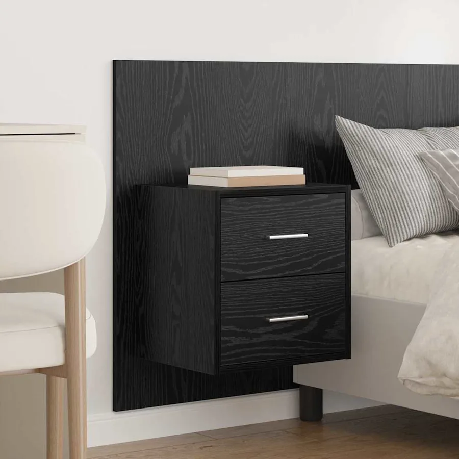 Tête de lit avec armoire 3 pcs Chêne noir Bois d'ingénierie - 4