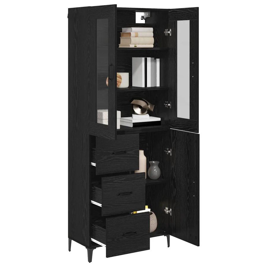 Haut Armoire Chêne noir 69,5 x 34 x 180 cm Bois d'ingénierie - 3