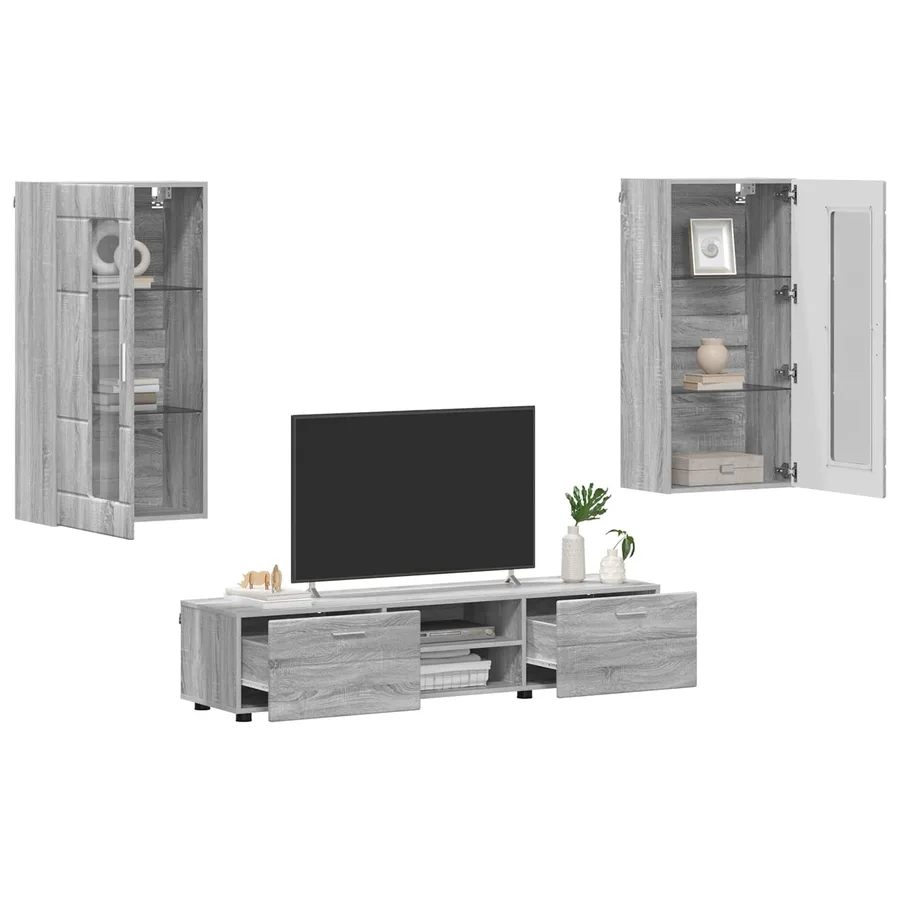 Ensemble meuble TV FLORIN 3 pcs Gris Sonoma Bois d'ingénierie - 3