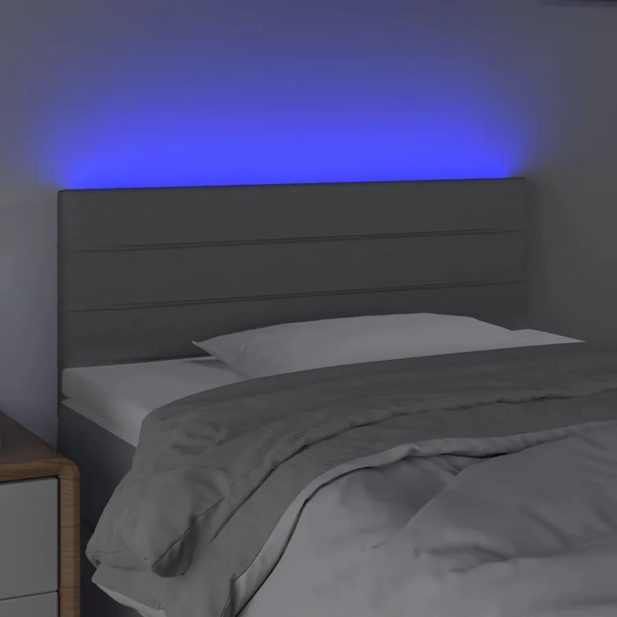 Tête de lit à LED Gris clair 100x5x78/88 cm Tissu - 3