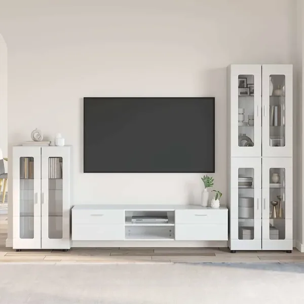 Ensemble meuble TV avec tiroir FLORIN 3 pcs Blanc brillant