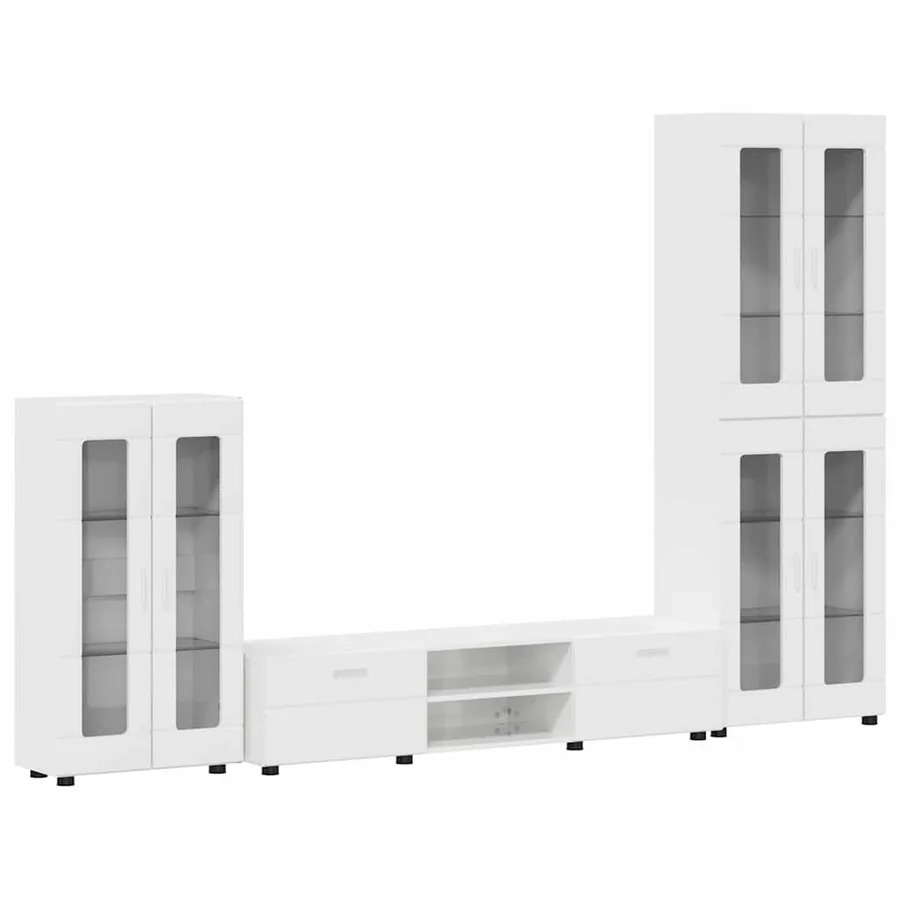 Ensemble meuble TV avec tiroir FLORIN 3 pcs Blanc brillant - 2