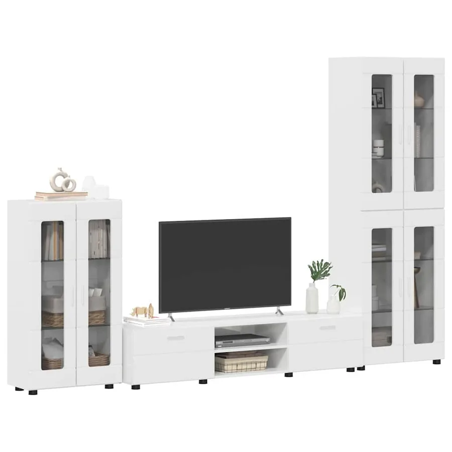 Ensemble meuble TV avec tiroir FLORIN 3 pcs Blanc brillant - 3