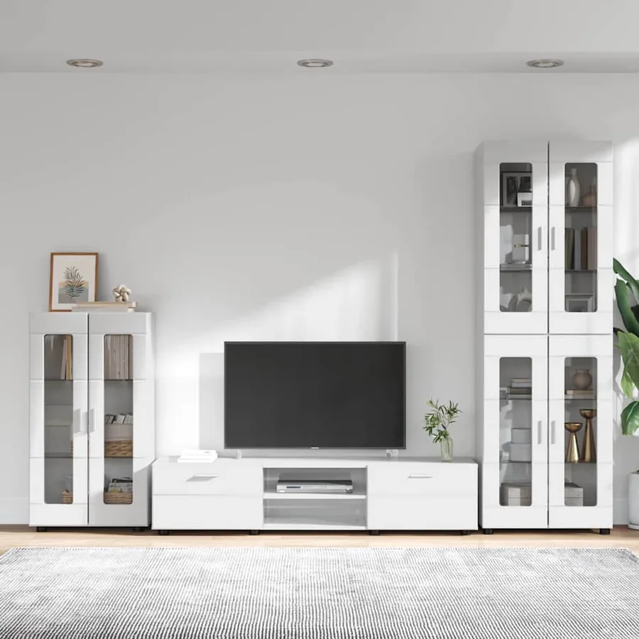 Ensemble meuble TV avec tiroir FLORIN 3 pcs Blanc brillant - 4