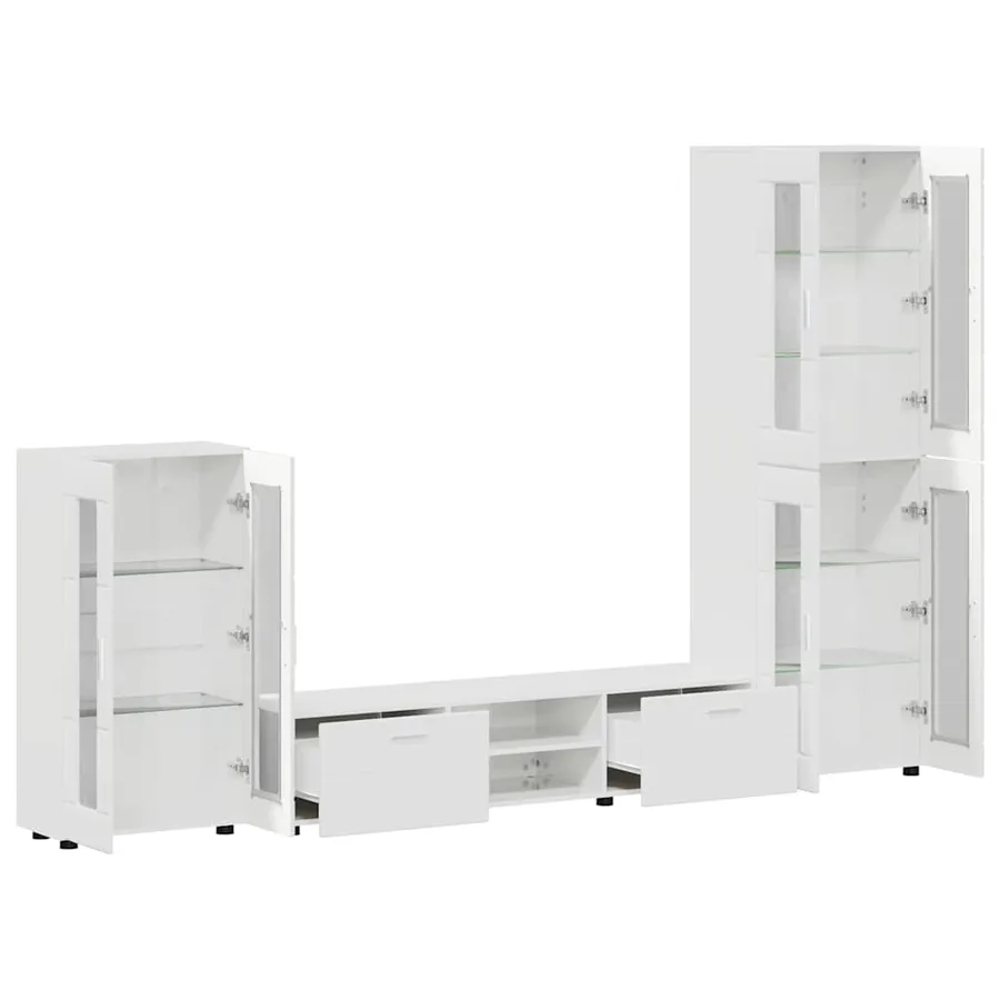 Ensemble meuble TV avec tiroir FLORIN 3 pcs Blanc brillant - 5