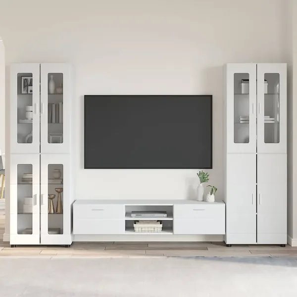 Ensemble meuble TV avec tiroir FLORIN 3 pcs Blanc brillant
