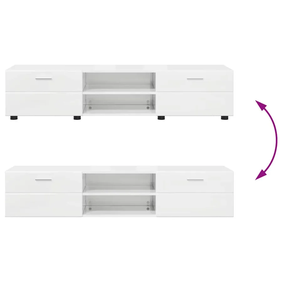 Ensemble meuble TV avec tiroir FLORIN 3 pcs Blanc brillant - 13