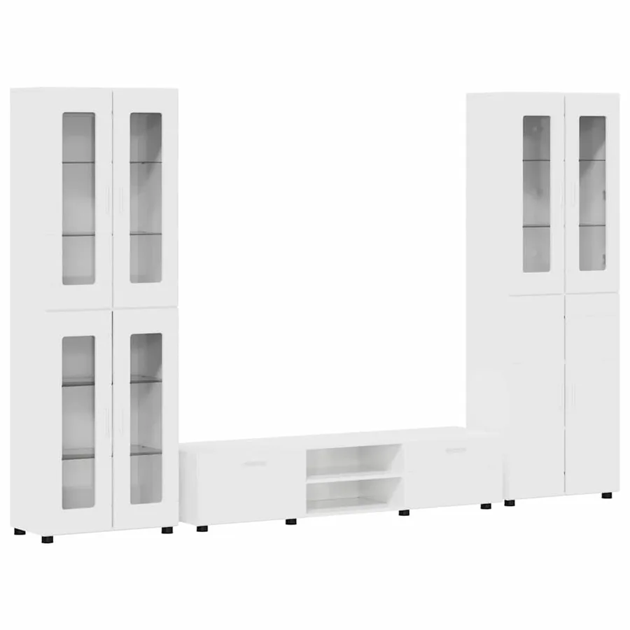 Ensemble meuble TV avec tiroir FLORIN 3 pcs Blanc brillant - 2