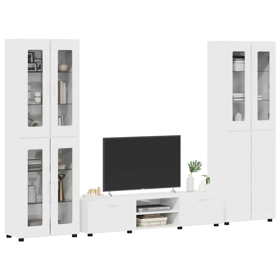 Ensemble meuble TV avec tiroir FLORIN 3 pcs Blanc brillant - 3