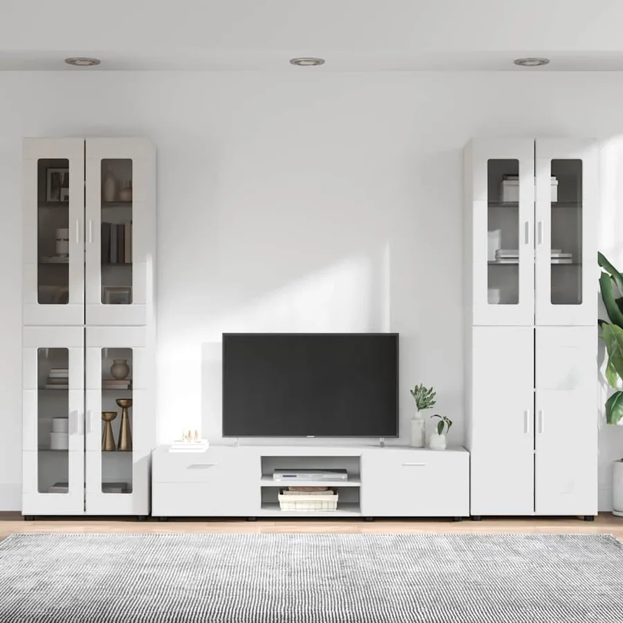Ensemble meuble TV avec tiroir FLORIN 3 pcs Blanc brillant - 4