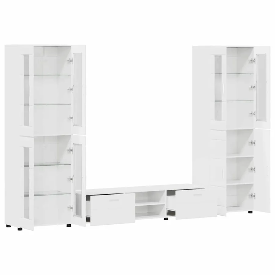 Ensemble meuble TV avec tiroir FLORIN 3 pcs Blanc brillant - 5