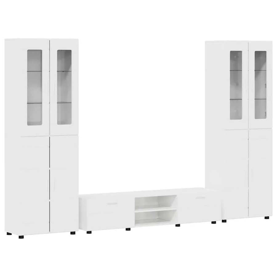 Ensemble meuble TV avec tiroir FLORIN 3 pcs Blanc brillant - 2