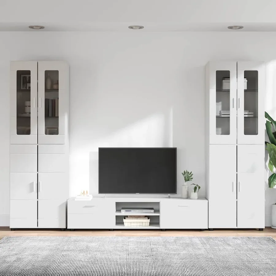 Ensemble meuble TV avec tiroir FLORIN 3 pcs Blanc brillant - 4
