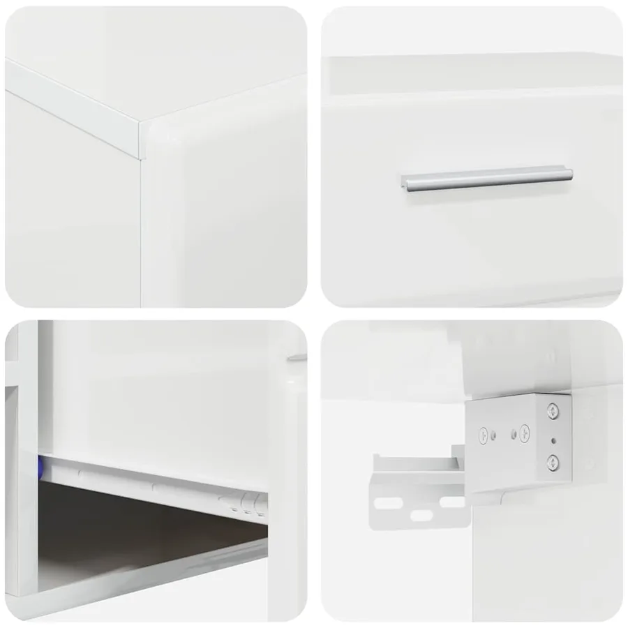 Ensemble meuble TV avec tiroir FLORIN 3 pcs Blanc brillant - 8
