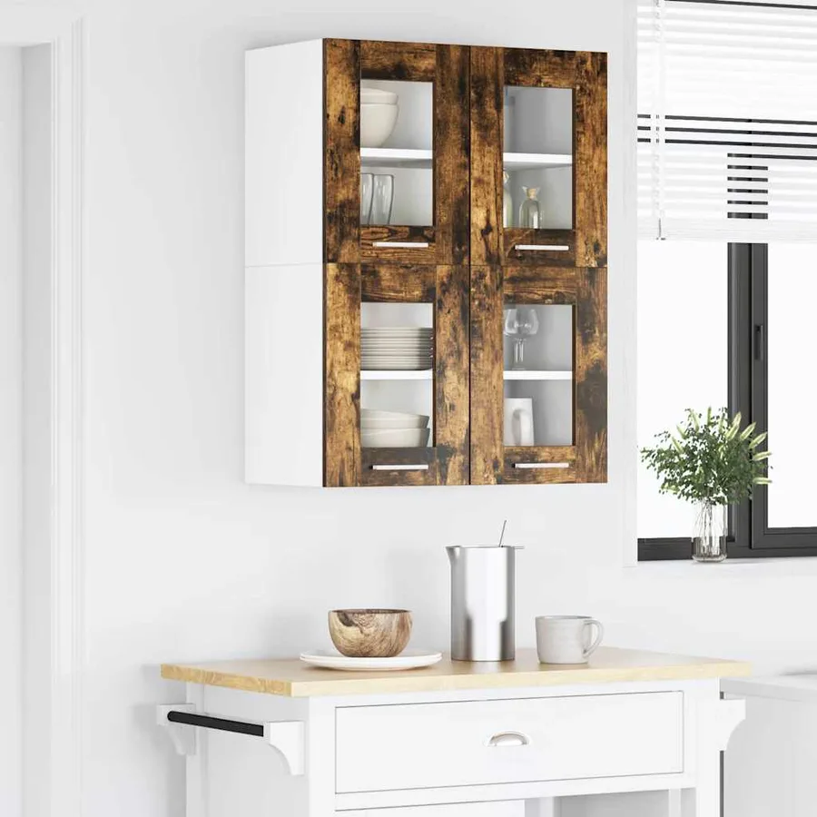 Armoire suspendue avec porte 2 pcs Chêne fumé 60 x 31 x 40 cm - 4