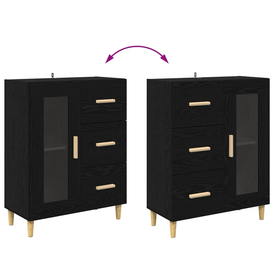 Buffet Chêne noir 69,5 x 34 x 90 cm Bois d'ingénierie - 8