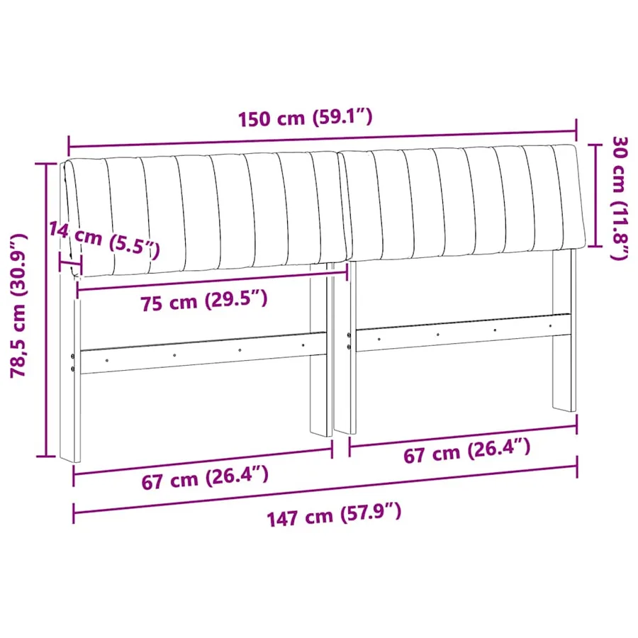 Tête de lit capitonnée Taupe 150 cm Pin massif - 11