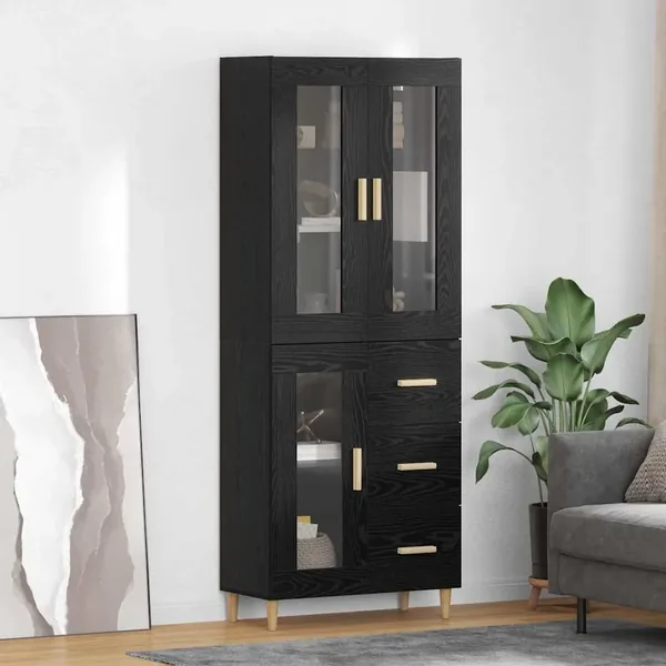 Haut Armoire Chêne noir 69,5 x 34 x 180 cm Bois d'ingénierie