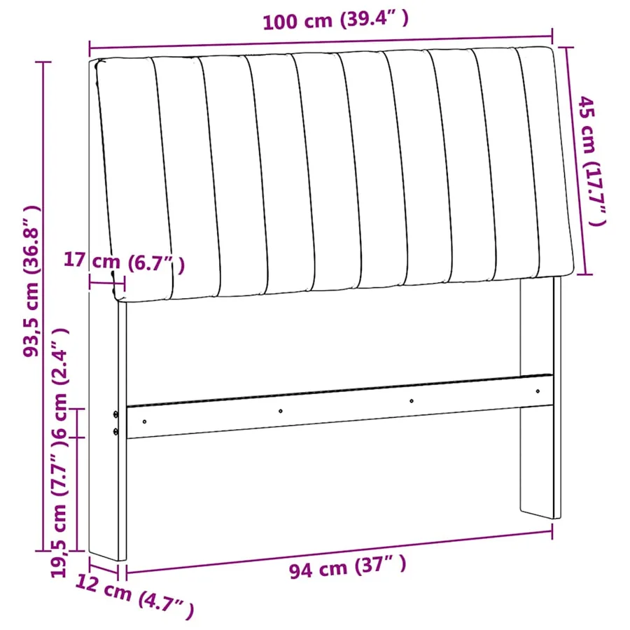 Tête de lit capitonnée Noir 100 cm Pin massif - 11