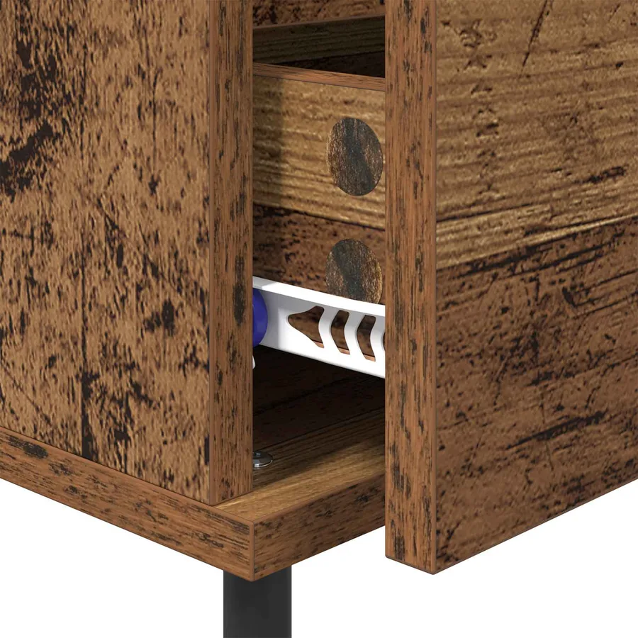 Cabinet de chevet avec tiroir 2 pcs Bois ancien 40 x 35 x 50 cm - 8