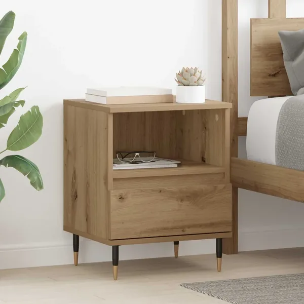 Cabinet de chevet 2 pc Chêne artisanal 40 x 35 x 50 cm