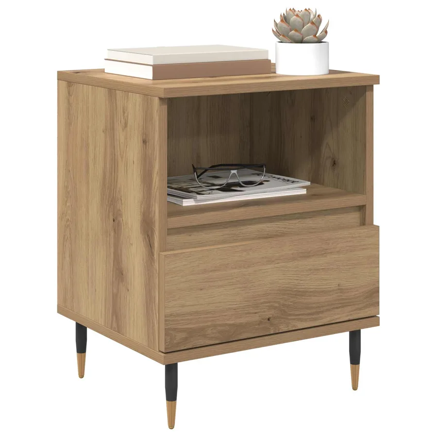 Cabinet de chevet 2 pc Chêne artisanal 40 x 35 x 50 cm - 3