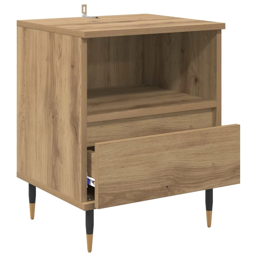 Cabinet de chevet 2 pc Chêne artisanal 40 x 35 x 50 cm - 5