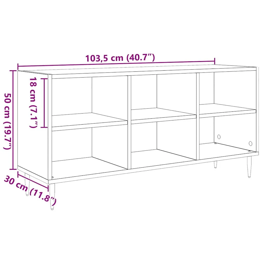 Meuble TV Chêne noir 103,5 x 30 x 50 cm Bois d'ingénierie - 11