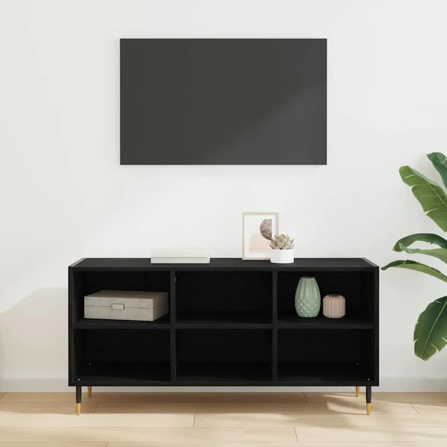 Meuble TV Chêne noir 103,5 x 30 x 50 cm Bois d'ingénierie - 4