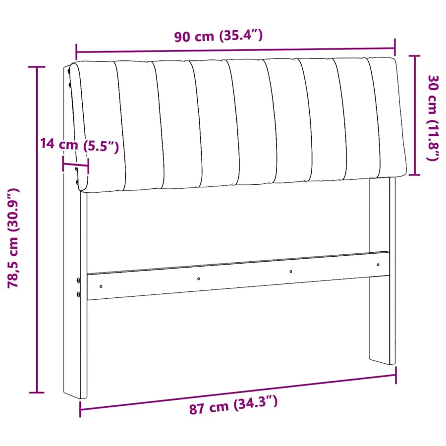 Tête de lit capitonnée Taupe 90 cm Pin massif - 11