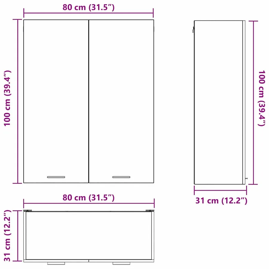 Armoire suspendue avec porte Chêne artisanal 80 x 31 x 100 cm - 13