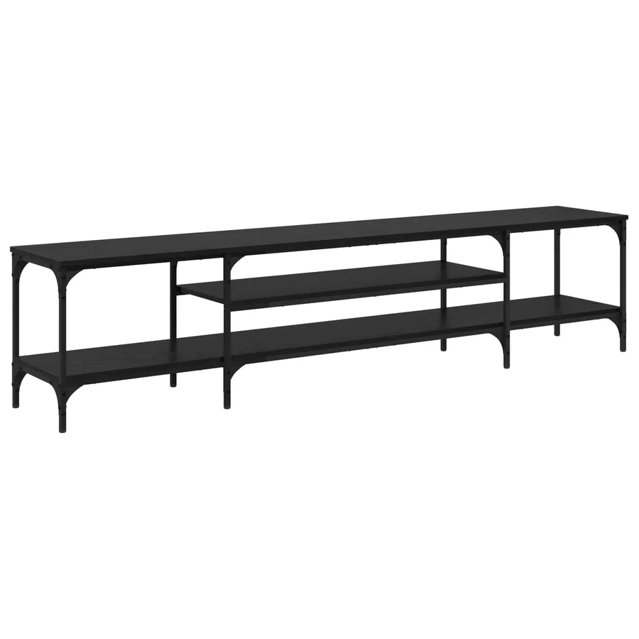 Meuble TV Chêne noir 201 x 35 x 45 cm Bois d'ingénierie et fer - 2