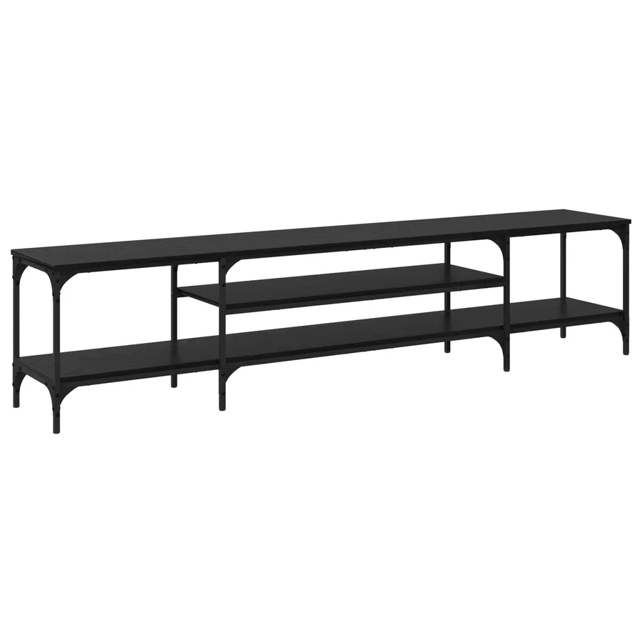 Meuble TV Chêne noir 201 x 35 x 45 cm Bois d'ingénierie et fer - 7