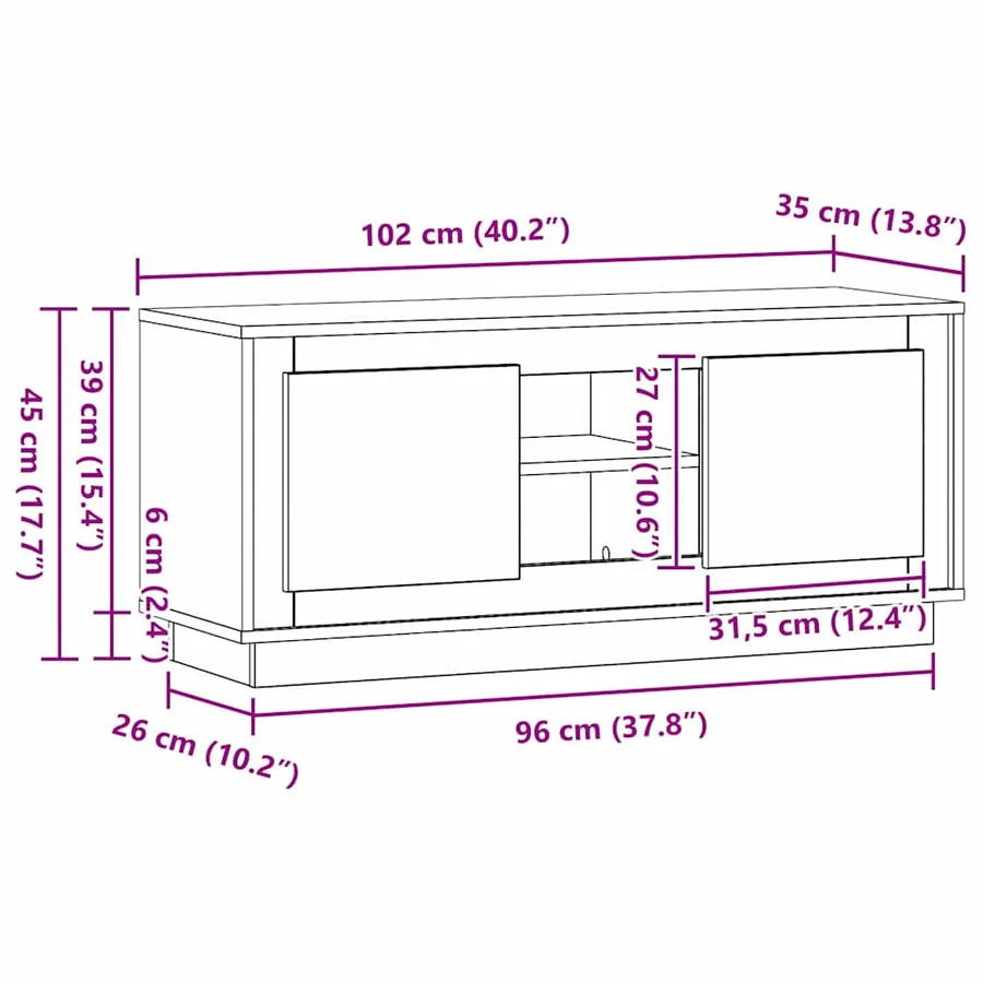 Meuble TV 102 x 35 x 45 cm Chêne artisanal Bois d'ingénierie - 12