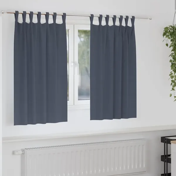 Rideaux occultants avec anneaux 2 pcs Anthracite 140 x 140 cm