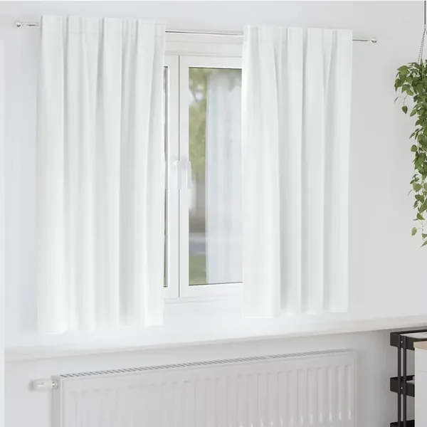 Rideaux occultants avec anneaux 2 pcs Blanc lumineux