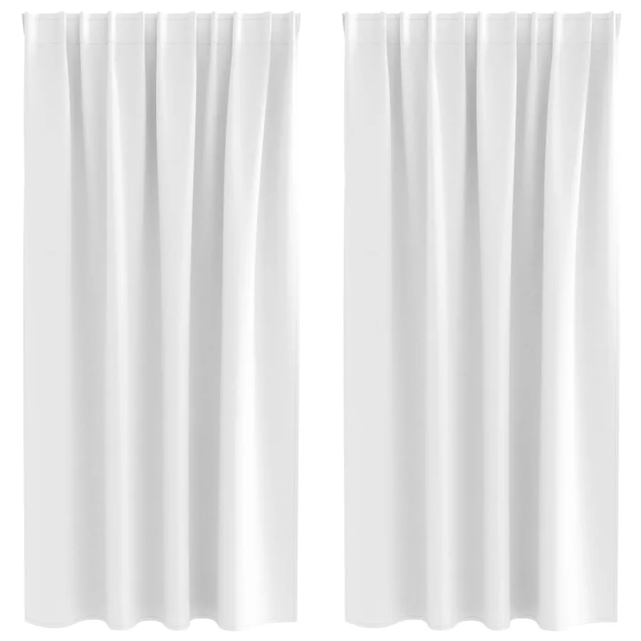 Rideaux occultants avec anneaux 2 pcs Blanc lumineux - 2