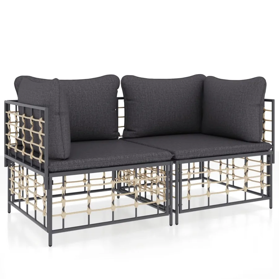 Canapés d'angle sectionnels avec coussins 2 pcs résine tressée - 2