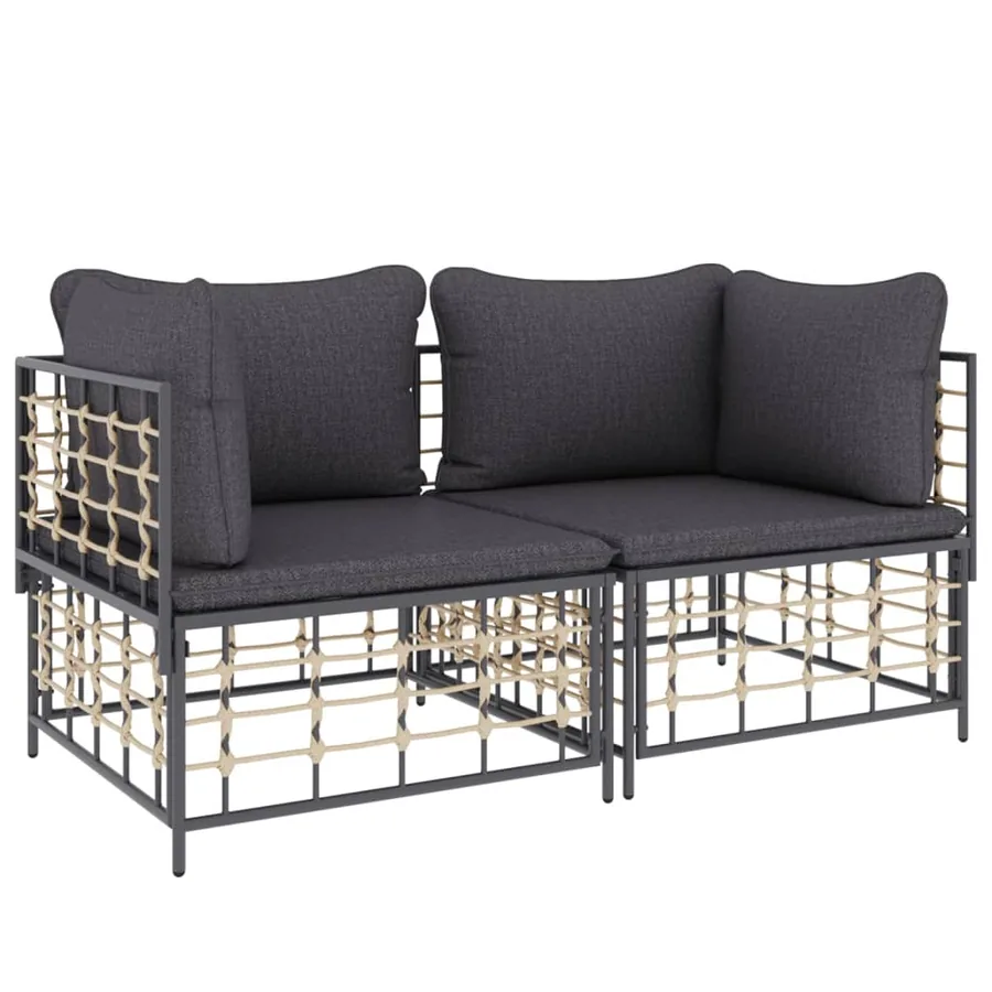 Canapés d'angle sectionnels avec coussins 2 pcs résine tressée - 3