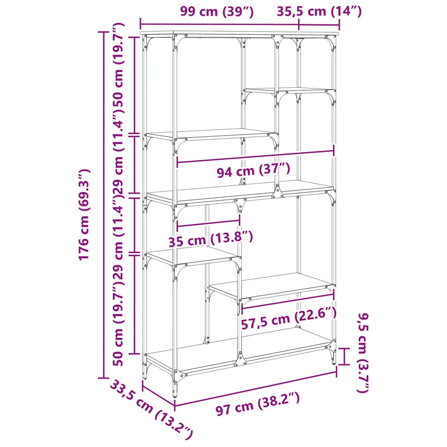 Étagère 5 niveaux 99 x 35,5 x 176 cm Bois d'ingénierie - 14