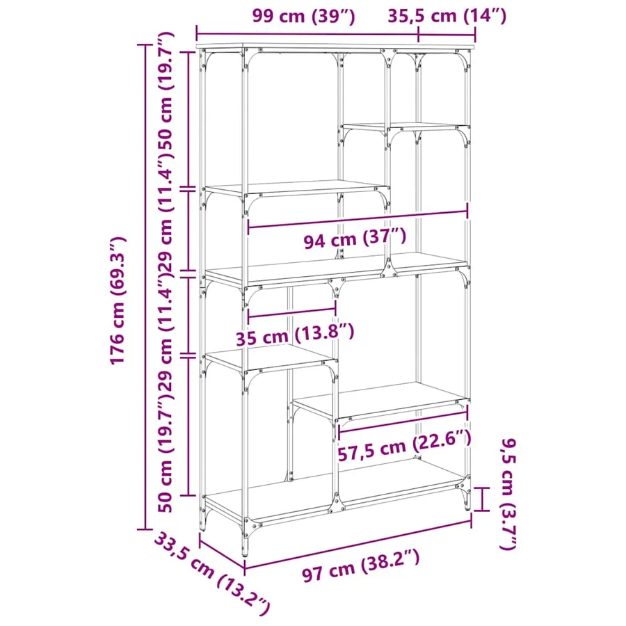 Étagère 5 niveaux 99 x 35,5 x 176 cm Bois d'ingénierie - 15