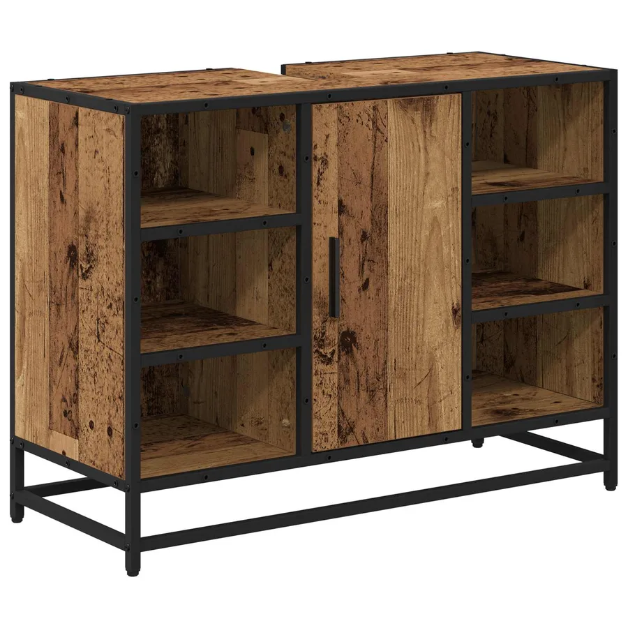 Cabinet de salle de bain avec porte Bois Ancien 80 x 33 x 60 cm - 2